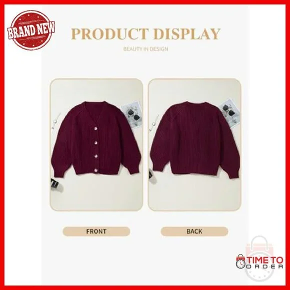 Plus Size Chunky Knit Cardigan Open Front Button Down Sweater - Picture 5 of 8